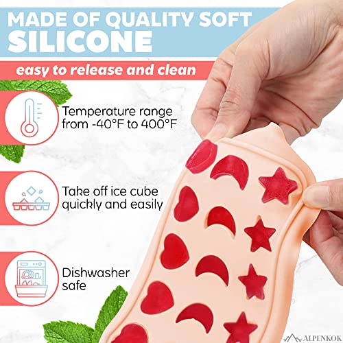 Silicone Ice Cube Tray With Lid - Stars Moon Ice Cube Tray With Lid Love Heart Molds Silicone Freezer Tray With Lid 24 Cavity - Whiskey Ice Ball Maker Pink Ice Tray - Kitchen Gadgets Ice Tray With Lid #TOP2