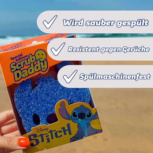 Scrub Daddy Disney Stitch Spülschwamm, Reinigungsschwamm Gesicht Form - Texturveränderung, Kratzfreier Schwamm Küche, Radierschwamm Schmutzradierer, Putzschwämme Spülmaschinenfest - 2er-Pack
