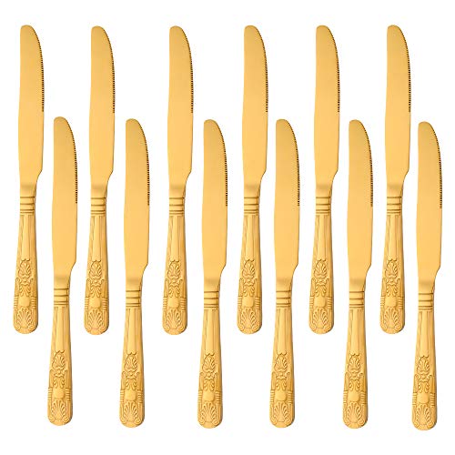 Set di 12 coltelli da dessert, Buyer Star set di posate in acciaio inossidabile dorato per cucina domestica e ristorante