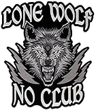 Lone Wolf No Club Patch, Large Biker Back Patches for Leather Vests
