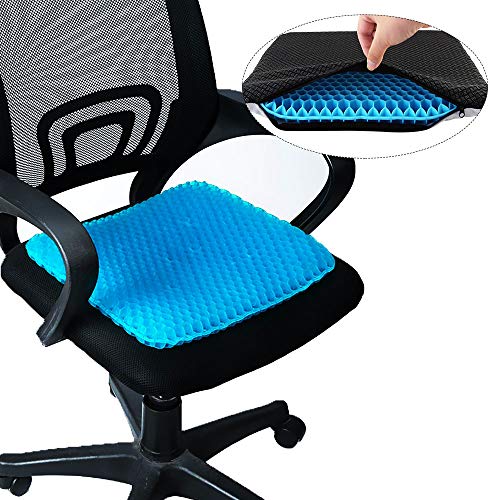 TOP SKY Premium Gel Seat Cushion with Non Slip Mesh Seat Cover,Seat Cushion Breathable Honeycomb Design for Carï¼†Officeï¼†Wheelchairï¼†Truckï¼†Home, Help in Relieving Back Pain & Sciatica Pain