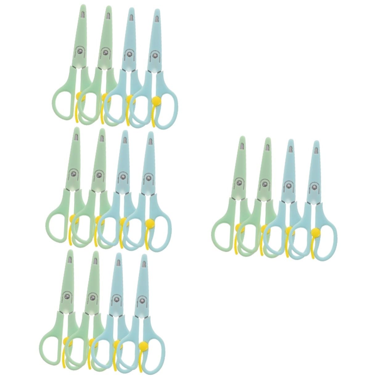 Angoily 16 Pièces Ciseaux de Sécurité pour Garçon Fille Acier Inoxydable Ciseaux à Bouts Ronds Ergonomiques Adaptés Aux Garçons et Filles pour Découpage Papier Bricolage et Scrapbooking