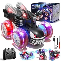 SOGAWEBB Remote Control Cars for Kids, 2.4Ghz Fast RC Stunt Truck with Cool Lights for Boys, Outdoor Toys Gift for Age 4-7 3 4 5 6 7 Year Old Toddlers