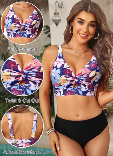 Image of Women's Bikini Top - Supportive Swimsuit for Large Bust - 2025 Cut Out Twist Swim Top