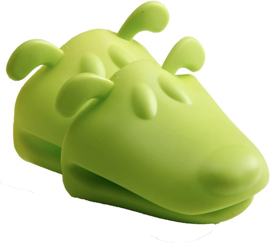 Coci Silicone Oven Mitts & Pot Holders (Set of 2, 4 Color Available) Durable, High Heat Resistant, Heat Proof Gloves, Dishwasher Safe, Soft and Flexible - Essential Kitchen Cooking & Baking Gadget, Great Culinary Equipment (Green)