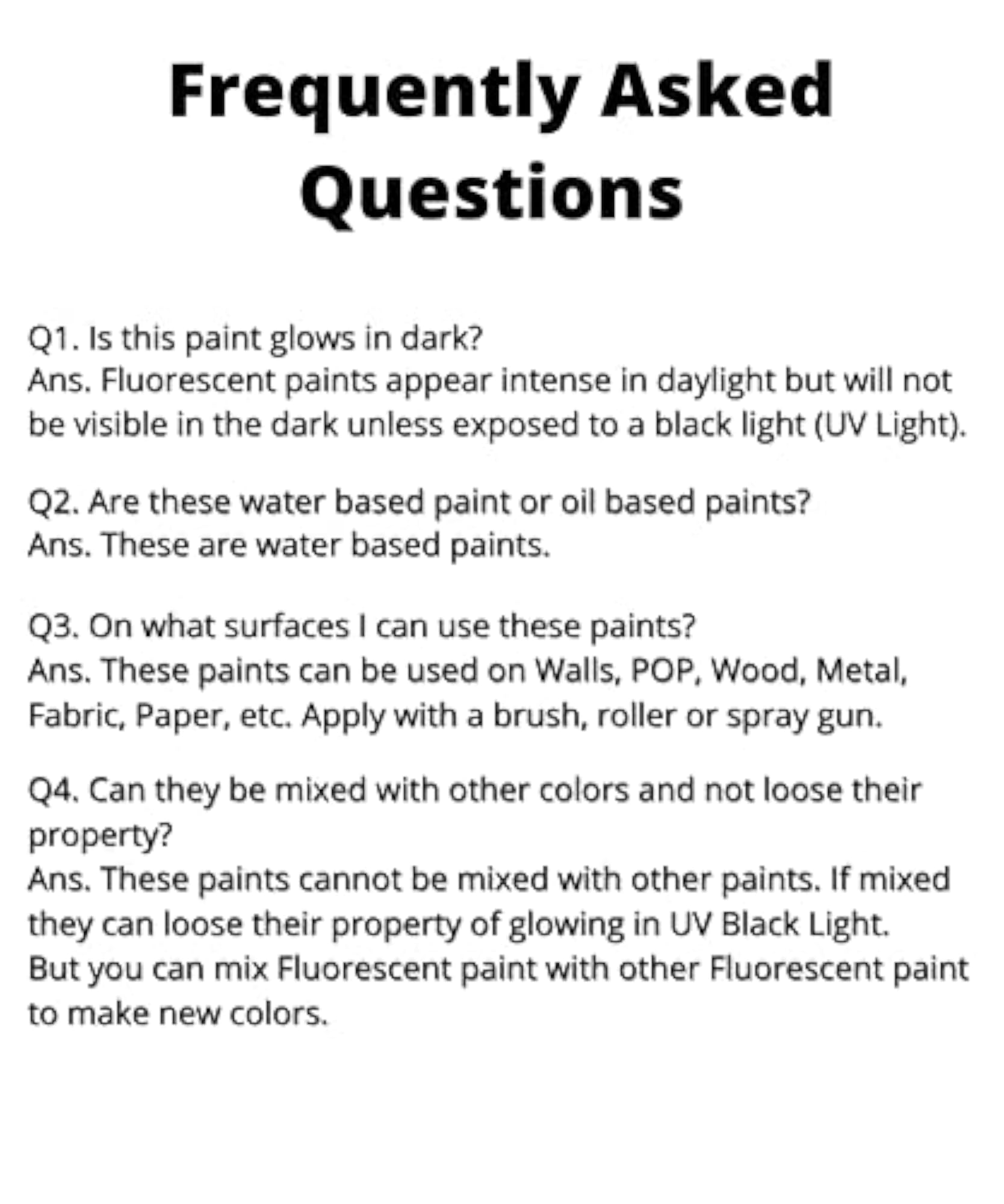 UV Glow Fluorescent Paint