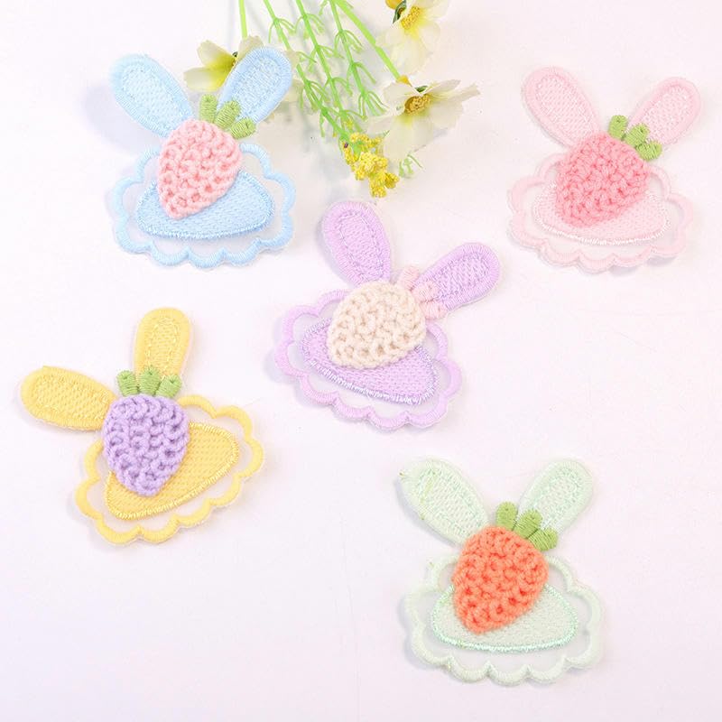 Parches de Bordado Parches de Ganchillo con Forma Conejo y Zanahoria, 6 x 5 cm, 20 Unidades, Bordados, for Planchar, Chinos, for Coser en Ropa, Vaqueros Chaquetas(Yellow)