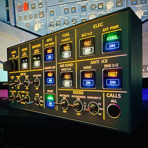 Image of YounggDiy Flight Simulator Control Panel Kit, Home Cockpit A106 Light OVHOverhead-Panel Compatible with Windows Games, Supports Major Airplane Models (3.0 Version)