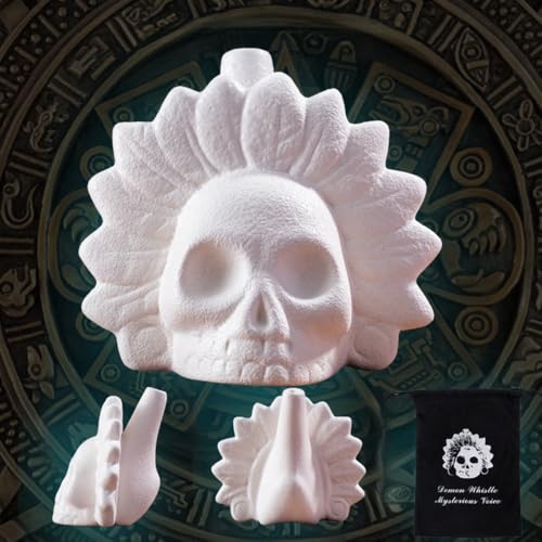 Aztec Death Whistle, Real Screaming Aztec Death Whistle Authentic Human Sounding Screams Halloween Costumes Gift (White)