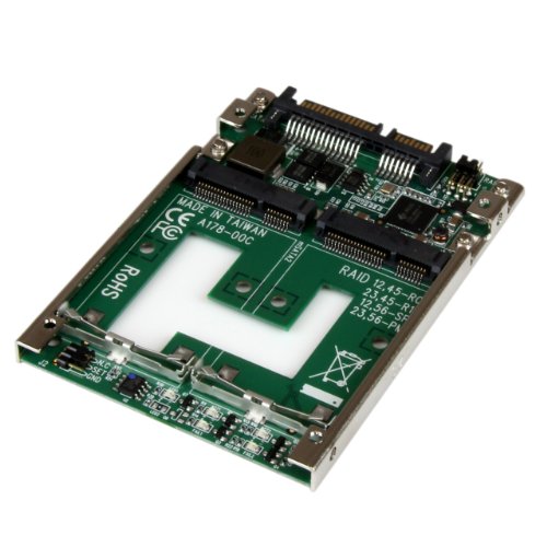 StarTech.com Dual mSATA SSD to 2.5 SATA RAID Adapter Converter - 2X mSATA SSD to 2.5in SATA Adapter with RAID and 7mm Open Frame Housing (25SAT22MSAT)
