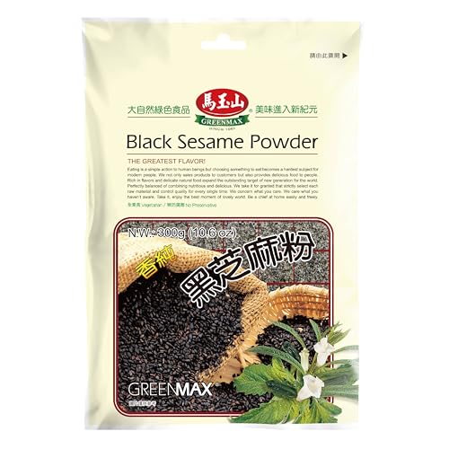 Greenmax Black Sesame Powder 10.6Oz (300G) | Premium Roasted Black Sesame Drink Mix | Vegan, No Preservatives, Nutrient-Rich Superfood From Taiwan
