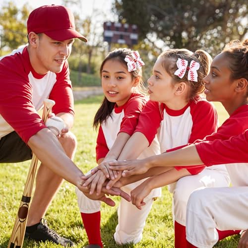 TIESOME 4 Piezas Broches de Lazo de Béisbol, Clips para el Cabello de Lazo de Béisbol de 4 pulgadas, Clips de Aficionadas Rojo Blanco, Accesorios para el Cabello de Softbol para Mujeres miniatura 2