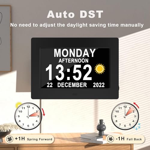 Véfaîî DDC-705WHITE Digital Clock With Day Date For Elderly 19 Alarms Custom Reminders, Large Calendar Dementia Clock thumb #6