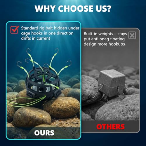 Image of PROBEROS Fishing Hook Feeder 2pcs Automatic Flip-Up Bait Cage Rig