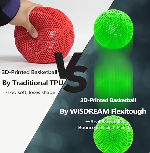 Image of FlexiTough Flexible Filament Specifically for Printing Real-Game Bouncy Airless Basketball,1.75mm,1KG (2.2lbs), Green