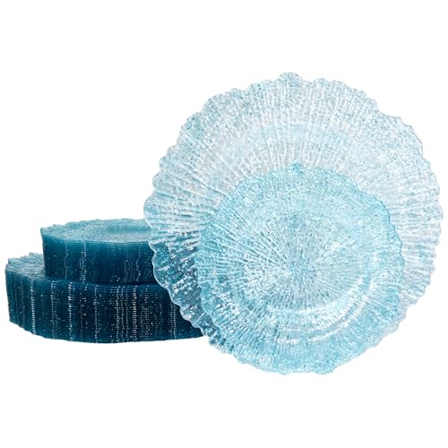 U-QE 60PCS Clear Blue Plates - Glitter Blue Plastic Plates Disposable&Reusable - Heavy Duty Plastic Plate for Party&Wedding Including 30 Dinner Plate 10 U-QE 60PCS Clear Blue Plates - Glitter Blue Plastic Plates Disposable&Reusable - Heavy Duty Plastic Plate for Party&Wedding Including 30 Dinner Plate 10