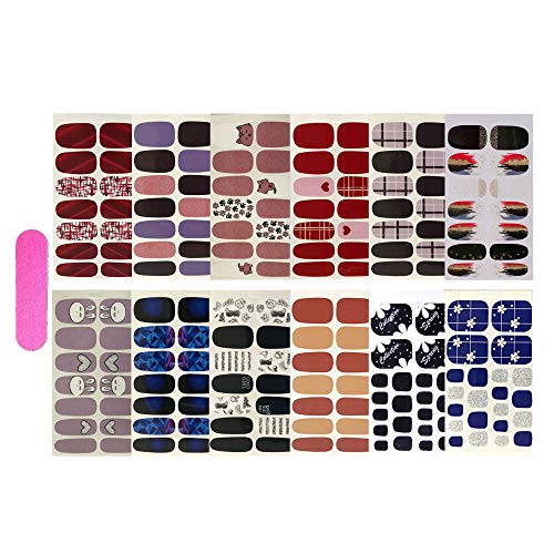 NAIL ANGEL 12pcs Nail Art Wrap Full-Cover Fingernail Sticker and toenail Sticker Nail Art Sticker Nail Art Decoration Nail Strips for Women (10142)