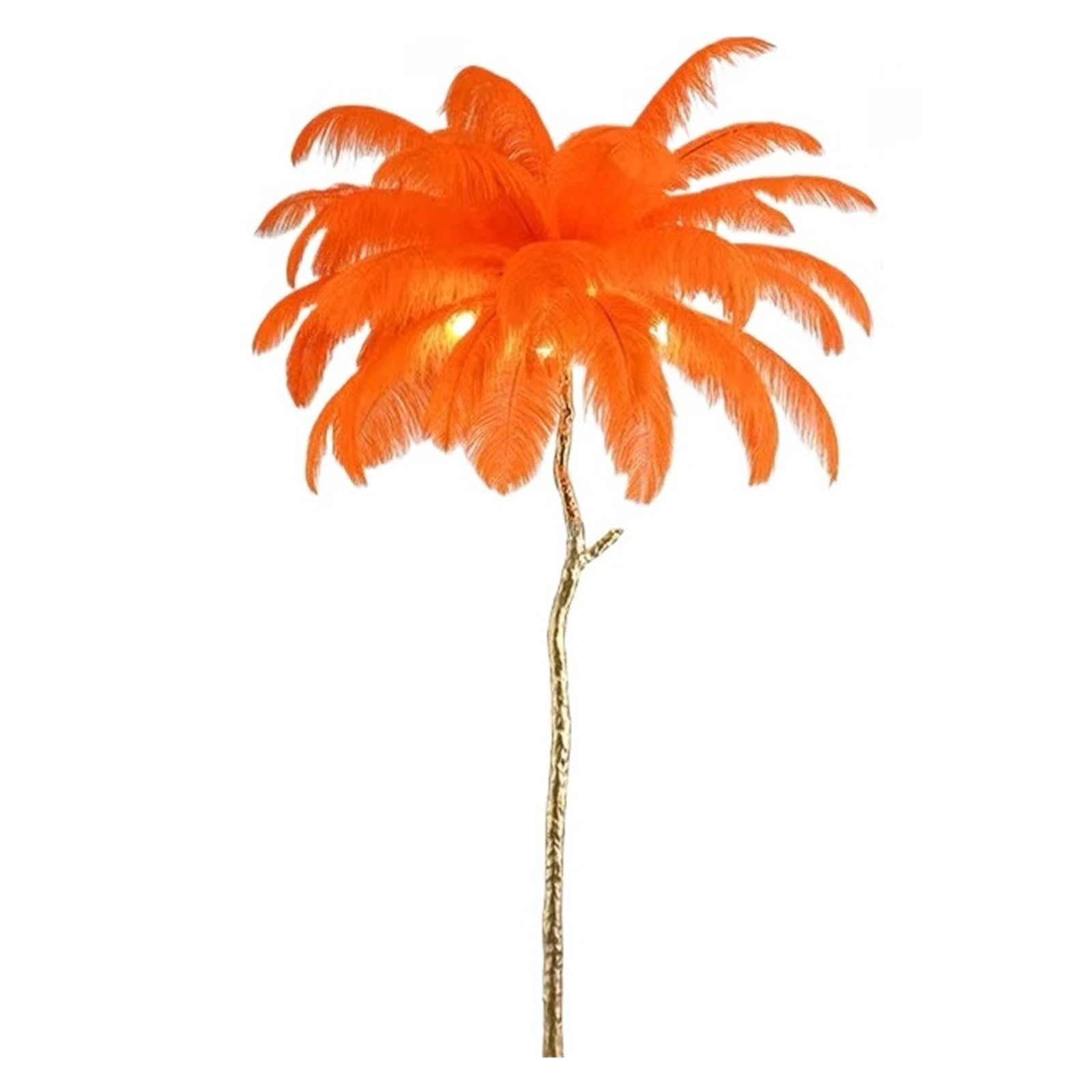 Feather Floor Lamp Living Room Bedroom Light Luxury Ostrich Ins Decorative Atmosphere Table Elegant Luxurious(Warm Light,Orange)