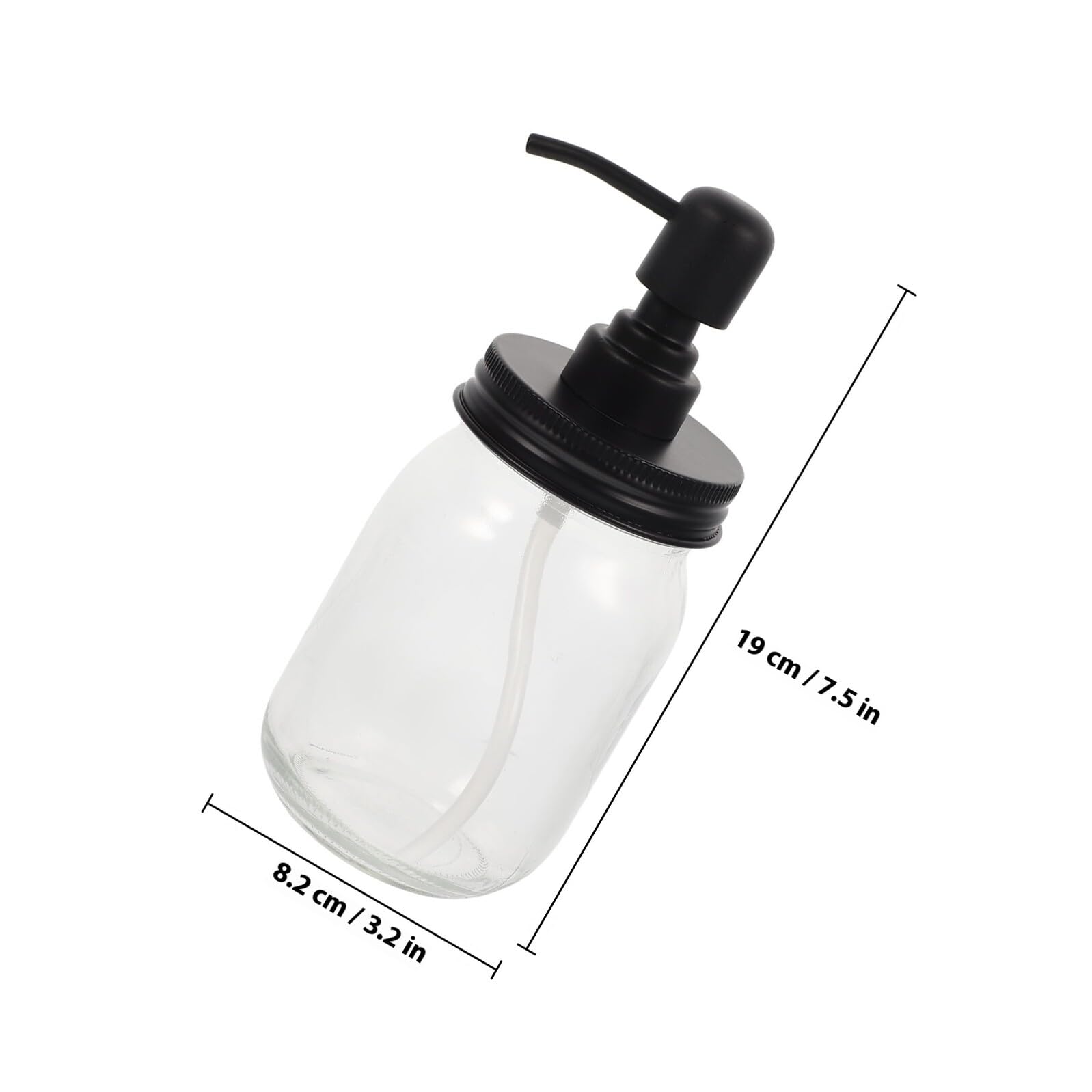 DOITOOL Dispenser Pompa e Vetro a Sciroppo Marmellata per 2 Pezzi in Inox Acciaio 500ml Nero Tappo Conservazione Cucina Alimentare