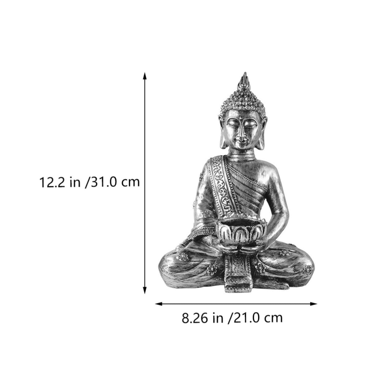 Toyvian Candelabro Práctico y Reutilizable Figura de Buda en Color Plata de Resina para Decoración Rústica en Casa de Té o Ambiente