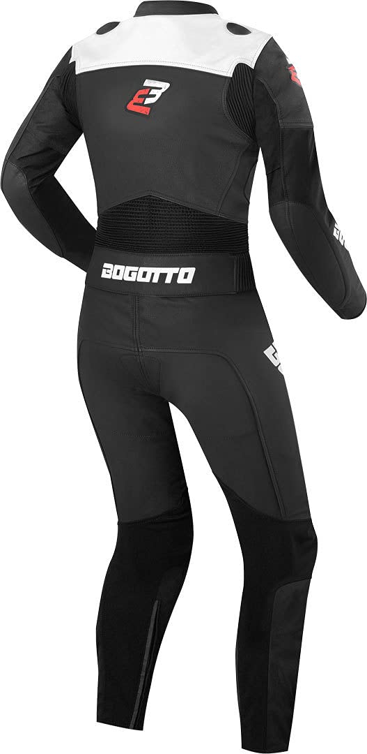 Bogotto Losail Tuta in pelle da moto da donna in due pezzi, nero/bianco, 34
