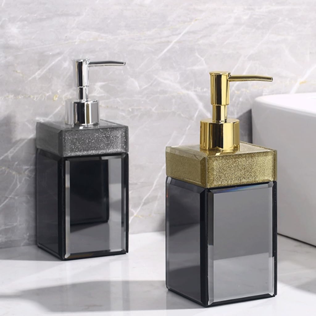 Dispenser per flacone con Pompa a Pressione, Contenitore in Vetro per lozione in plastica placcata, 500 ml/17,5 oz, Pompa per Sapone (Pompa Argento, Confezione da 3)