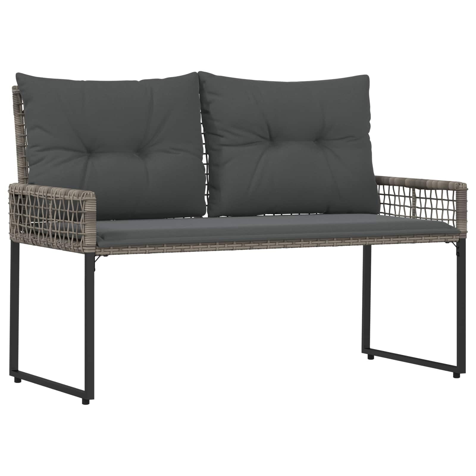 Fengshui Ławka ogrodowa, szara, 118 x 55 x 82 cm, tkanina z polirattanu