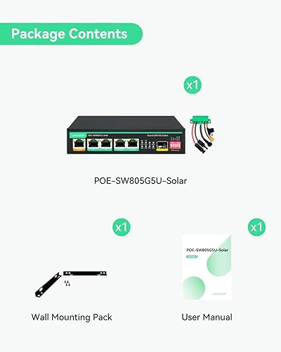 Miniatura 8 de LINOVISION Interruptor PoE solar con controlador de carga solar integrado, gestión de batería y carga externa de CC, alimentación UPS sin parar para