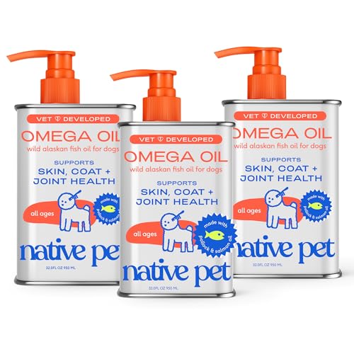 Image of Native Pet Omega 3 Fish Oil for Dogs & Cats - Wild Alaskan Salmon Oil for Dogs Skin and Coat, Supports Joints, Heart & Shedding - Fast-Absorbing Omega 3 6 9 Liquid Supplement - 32oz (Pack of 3)
