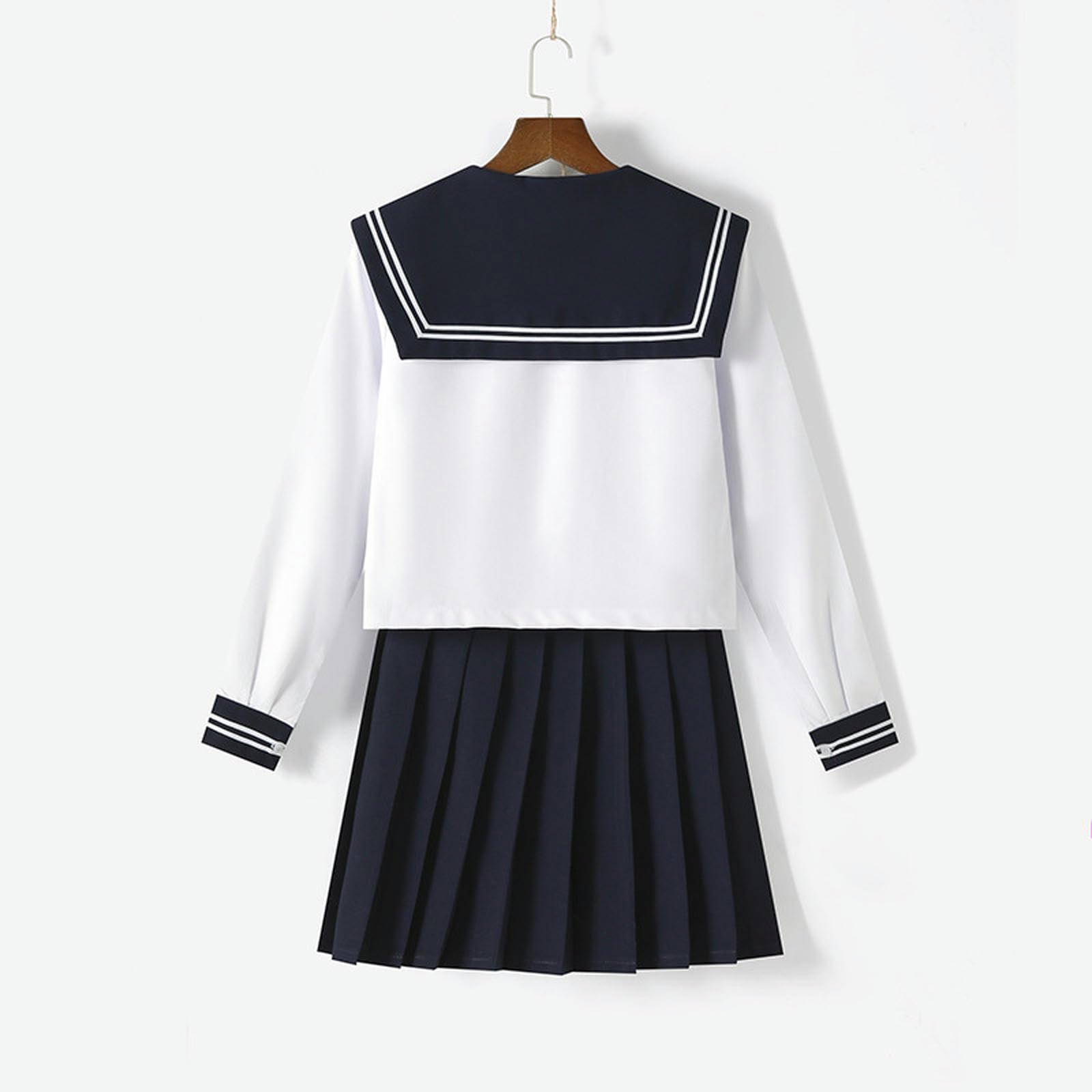 2023 Nuovi Abiti JK a Maniche Lunghe Primavera e Autunno Stile College Gonna a Pieghe Abito-Maniche Lunghe con Papillon-L