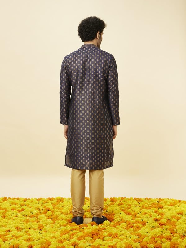 Image of Manyavar Men's Jacquard Hand Embroidered Kurta Set (2pcs)