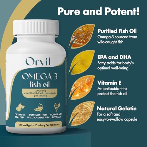 Omega 3 Fish Oil Softgel 2000 mg - Ultimate EPA DHA Supplement for Men and Women - Burpless - No Fishy Taste - Unflavored 180 Softgels - Organic, Non GMO - Made in The USA - Image 4