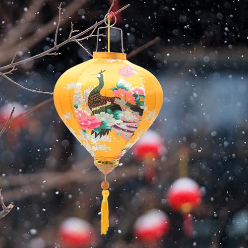 Lanterne style chinois suspendue jaune pour décorations intérieures - 5