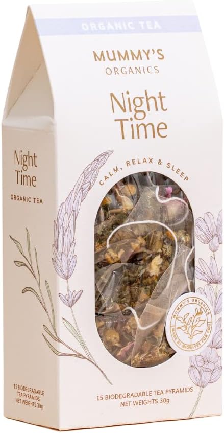 Night Time - Organic Herbal Tea | 15 Biodegradable Teabags | Caffeine Free | Natural Sleep Tea, Lavender & Chamomile