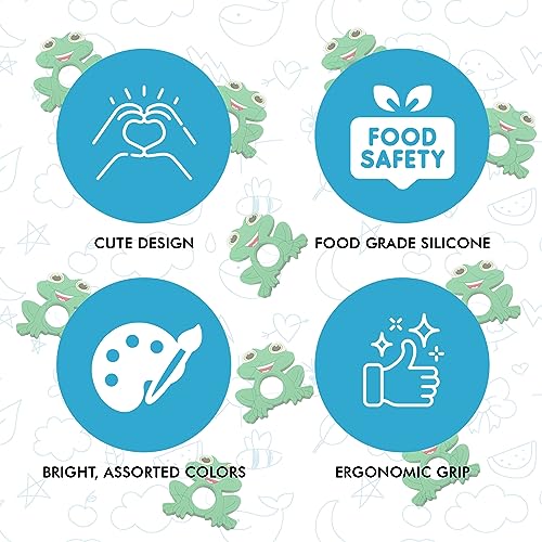Image of Gadgetime USA Silicone Baby Teether - Frog Teething Relief Toys for Babies 3-36 Months, Toddlers, Girls & Boys - Stimulating & Soft Soothing - BPA Free