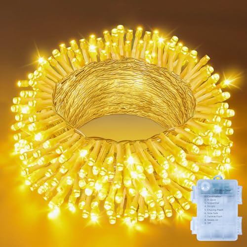 Hopexy Lichterkette Außen Batterie 10M 100 LED Warmweiß, 8 Modi...