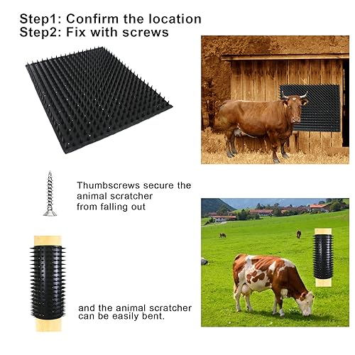 2PCS Horse Scratching Post Pad,Itch Relief Pad Cattle Scratching Post Pad,for Animals Farm Cattle Comes with 40 Mounting Nails,Horses and Horses Tickling Aid for Small Farm Animals Goat Sheep Cow Pig - Image 4