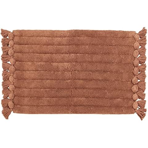 The Linen Yard Ribbed Tassel Bath Mat, Cotton, Pecan Cover