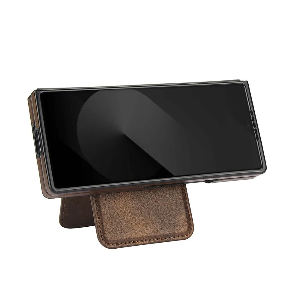Funda magnética Desmontable con Tarjetero para Samsung Galaxy Z Fold 6, 5, 4 y 3, de Cuero con Cremallera, Morada, para Samsung Z Fold 6