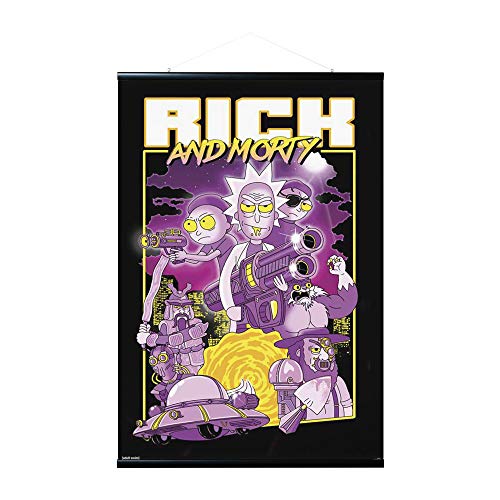 Grupo Erik Pack Póster Rick & Morty con Colgador de Madera magnético, vertical (61x91.5 cm)