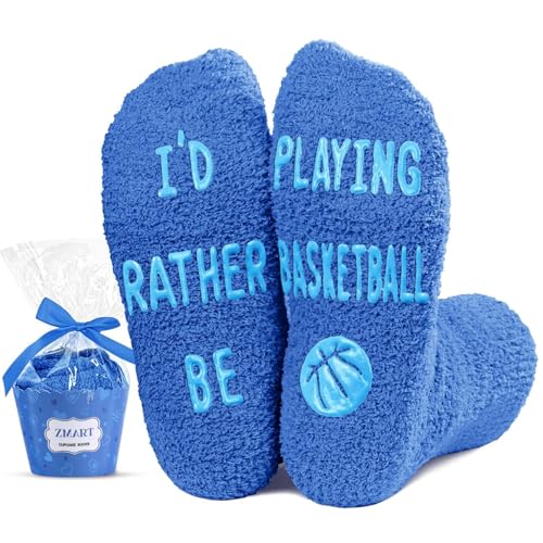 Zmart Fuzzy Basketball Socks for Kids - Gifts for Boys Girls Who Love Basketball, Sports...
