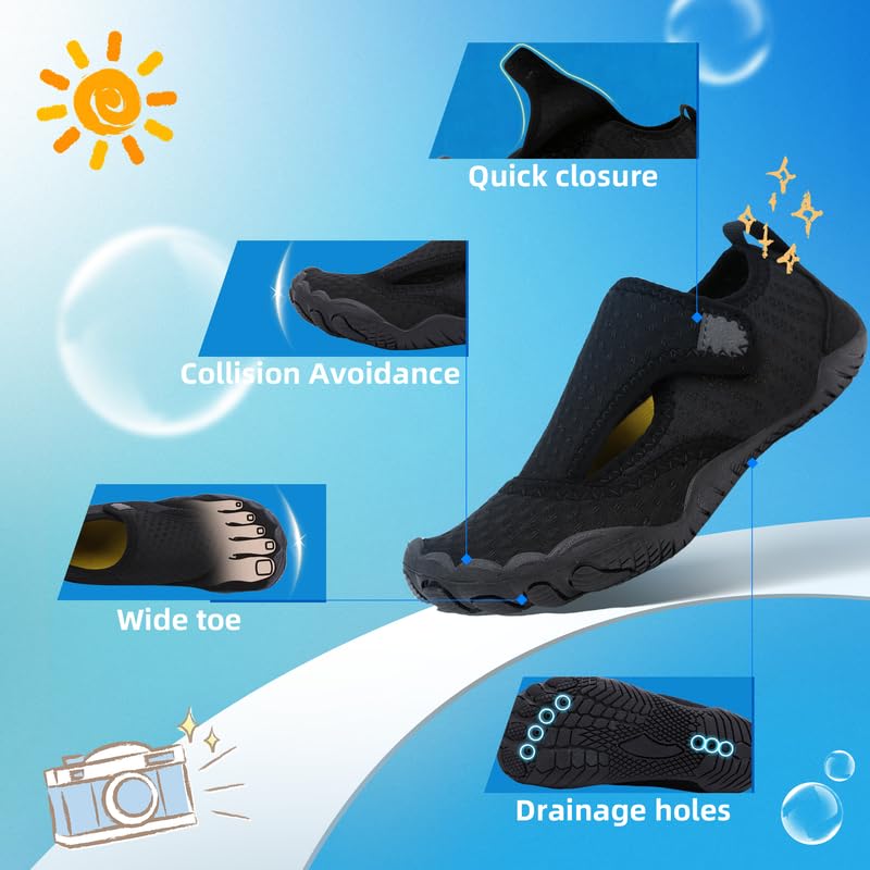 Escarpines Niño Niña Zapatillas de Agua Respirable Zapatos Agua Zapatos de Playa Descalzo de Secado Rápido Escarpines Piscina Calzado de Antideslizante Unisex 26-37 EU