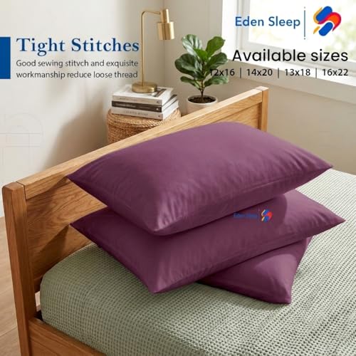 Image of Toddler Travel Small Pillow case, Pack of 2 Zipper Closure Pillow Cover 100% Cotton Baby Pillow Covers, 500 Thread Count Nersury Pillow Cases for Kids 14x20 inch, Plum Solid