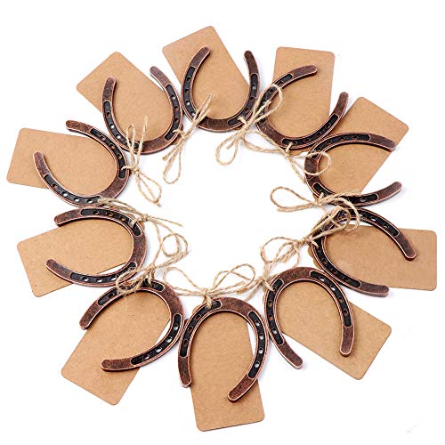 OurWarm 30pcs Good Lucky Horseshoe Wedding Favors for Guests, Vintage Craft Horseshoe Favors with Kraft Gift Tags for Rustic Wedding Birthday Party Decorations