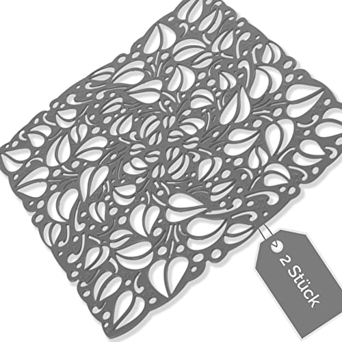 Kerafactum Tapis en caoutchouc pour évier | Tapis d'égouttage antidérapant pour tiroirs Tapis de protection rectangulaire pour évier | Kitchen Sink Mat antidérapant tapis en caoutchouc | Gris 2 x