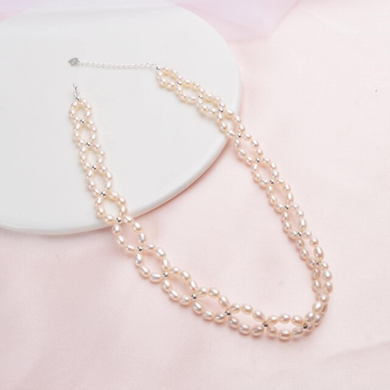 Gargantilla De Perlas Naturales, Collar De Plata De Ley 925, Joyería Para Mujeres, Perlas De Agua Dulce De 3-4mm