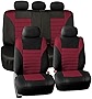 FH Group Car Seat Covers Full Set Burgundy 3D Air Mesh - Universal Fit, Automotive Seat Covers, Low Back Seat Cover, Airbag Compatible, Split Bench Rear Seat, Washable Car Seat Cover for SUV, Sedan
