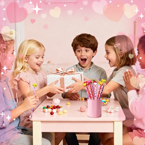 Set de 48 lápices de San Valentín con borradores miniatura 7