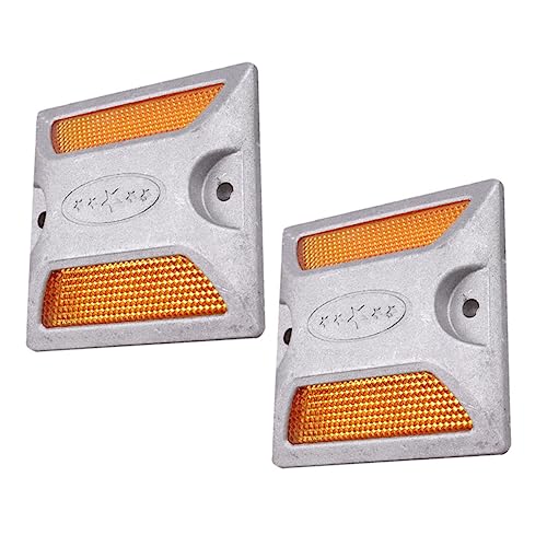 FONDOTIN 2個反射式道路標識 路側標識 道路鋲 緊急用反射板 駐車場や私道のマーキング用 夜間や暗所での視認性向上