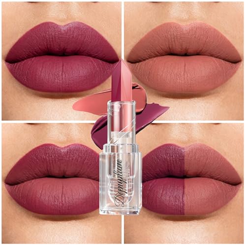 Image of Depuplum Rose Red Lipstick Nude Lipstick Matte Ombre Lips Dual Tone